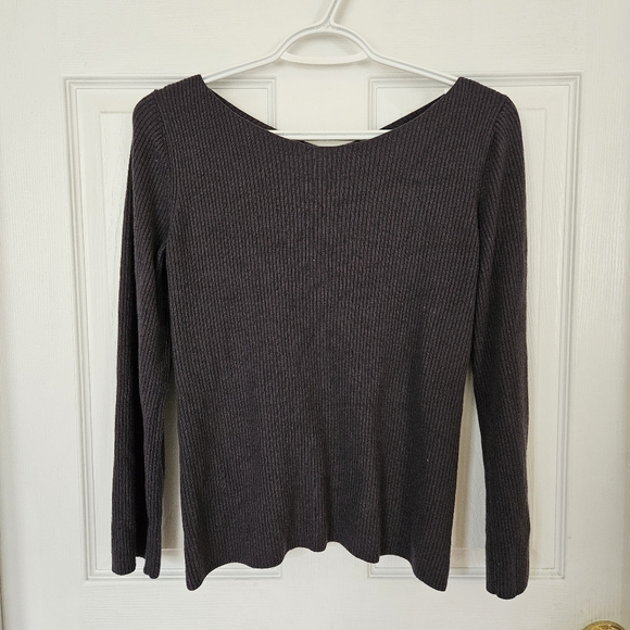 Babaton kitano dark grey ribbed wool and linen blend top - Picture 3 of 7